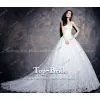 S619 Real Model Swaroski Crystal Beaded Applique Long Train Wedding Dress thumbnail-1