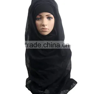 Hot Sale Summer Spring Women Muslim Hijab Scarf Fashion Plain Color Cotton Scarves thumbnail-5