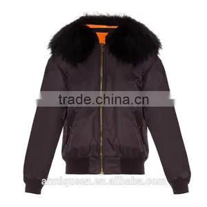 2017 Autumn& Winter Detachable Fur Trim Flight Jacket,Waterproof Custom Fur Bomber Jacktet For Unisex thumbnail-2