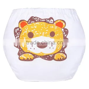 White Ground Lion Pattern Soft Training Pants Baby Cloth Diaper thumbnail-1