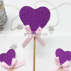 New Design Purple Heart With Bow Wedding Birthday Cake Topper thumbnail-4