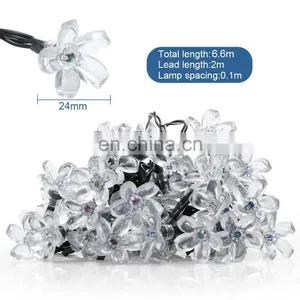On Sale Christmas Garden Patio Indoor Party Decoration RGB Colorful Blinking Blossom Flowers Solar String Led Lights thumbnail-3