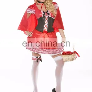 SK29 Sexy Womens Halloween Dresses Fairytale Little Red Riding Hood Cosplay Adult Costume thumbnail-3
