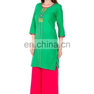 100% Cotton Made Round Neck With Intricate Embroidery at Front Kurti for Woman thumbnail-4