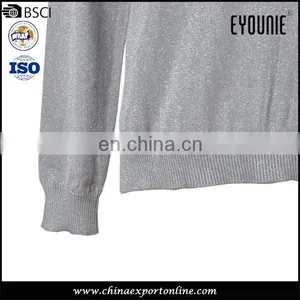 2016 Comfortable V-Neck Casual Cotton Soft Knit Womens Sweaters Mix Metal Yarn Ladies Garment thumbnail-5