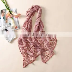 Floral Embroidered Lace Organza Silk Scarf thumbnail-3