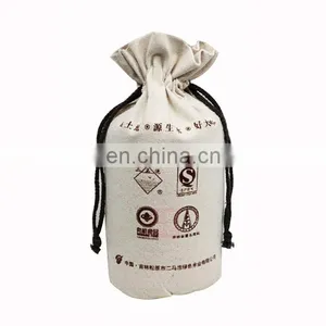 Logo Picture Printed Customized Drawstring Canvas Rice Bag thumbnail-1