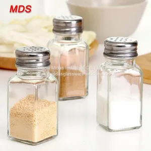 Creative Clear Kitchenware Lead Free Square Salt Glass Jar With Hole thumbnail-3