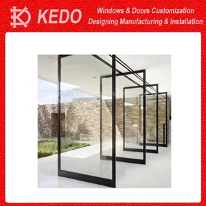 Simple Front Design Security Metal Aluminum Pivot Door Design thumbnail-3