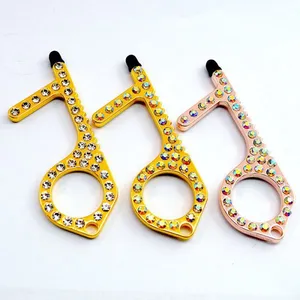 No Touch Keychain Contactless Door Opener With Colorful Diamonds thumbnail-2