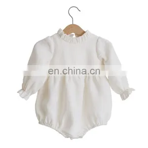 Baby Fashion Clothes Ruffle CollarPrincess Long Sleeve Linen Romper thumbnail-3