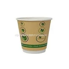 Biodegradable Double Wall Compostable Paper Cups Pla Coating Coffee Cup 8oz 12oz With Custom Printed thumbnail-1