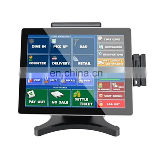 POS Cash Register POS Machine 4G+64G With 15inch Touch Screen Monitor WiFi Module Windows 10 for Small Business Double Screen thumbnail-1
