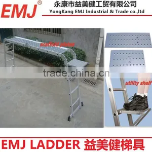Multi-Purpose Ladder With Utility Shelf and Scaffold Plates thumbnail-1