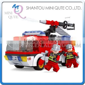 Mini Qute DIY Fire Fighting Truck Cruiser Vehicle Action Figures Plastic Cube Building Blocks Bricks Educational Toy NO.21503 thumbnail-1