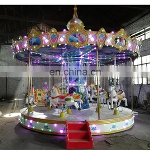 Electric Fiberglass Commercial Carousel Horses Merry Go Round For Sale thumbnail-4