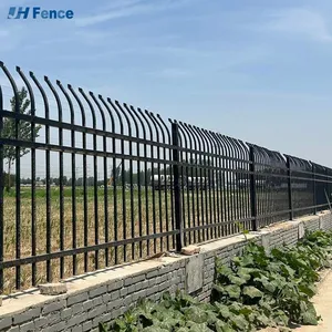 Garden Fence Outdoor Black Powder Coated Curved Top Steel Fence thumbnail-3