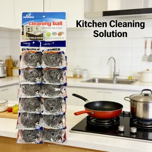 Factory Custom Ss410 Scourer 12pcs in Card Rust-proof and Durable Stainlss Steel Scourer Ball thumbnail-1