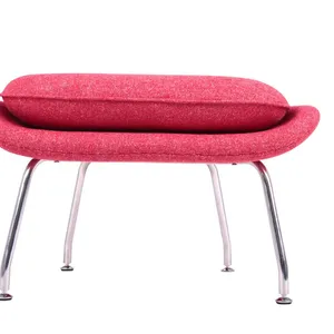 Modern Fabric Lounge Chair With Ottoman Set, Eero Saarinen Womb Chair Replica & Matching Footrest With Stainless Steel Legs for Living Room Hotel thumbnail-5