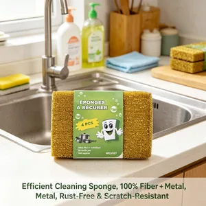 Multicolor Microfiber Sponge Household Pot Pan Washing Scourer thumbnail-2