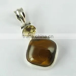 Fashion Citrine Tiger' Eye Pendant, Online Silver Jewellery, 925 Silver Jewellery thumbnail-3