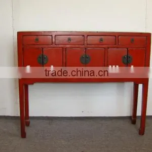 Red Chinese Antique Side Table Furniture thumbnail-1