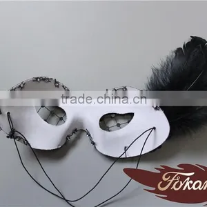 Wholesale Feather Mask Cheap Black Party Mask With Rooster Feather Decoration thumbnail-4