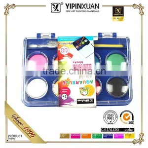 China Hot Selling High Quality 12Colors Dry Water Color Paint Set For Kids With Brush thumbnail-1