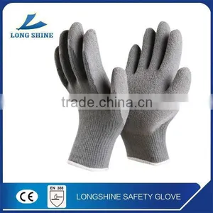 High Quality 10G Grey Poly/cotton Liner With Wrinkle Latex Coated Safety Working Glove thumbnail-2