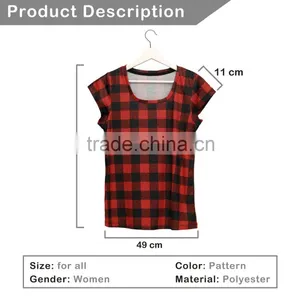 Brand New Custom 3D Printing Red Grid Plain T-shirt Softextile thumbnail-1