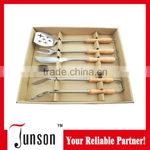 JBT-LT218 5Pcs BBQ Tools Set With Beech Wood Handle thumbnail-1