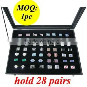 Black Leather 28-pair Cufflink Box thumbnail-1