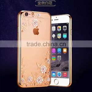 Luxury Diamond Flower Ultra-thin Clear Hard Back Case Cover For IPhone 6 6s Plus thumbnail-1