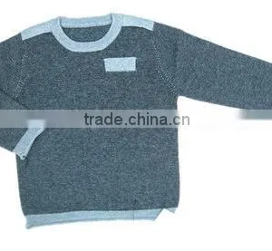 Sweater Knit New Design for Kids Dark Grey Heather Pullover Children Wool Sweater thumbnail-1