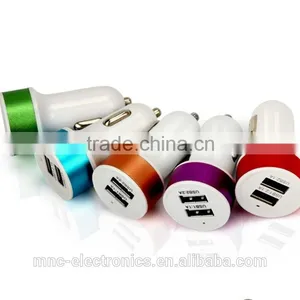 Hot Selling Colorful Dual Usb Output 2.1A Fast Charging Custom Logo Printing Circular Shape Auto Usb Car Charger thumbnail-6