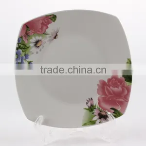 Small Size Super White Logo Decal Printable Customized Restaurant And Hotel Ceramic Porcelain Square Plates Dishes thumbnail-3