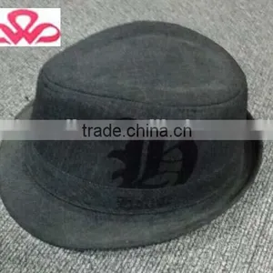 WLZH1014-7 100%Cotton Canvas Men's Fashion Plain Black Fedora Hat thumbnail-1