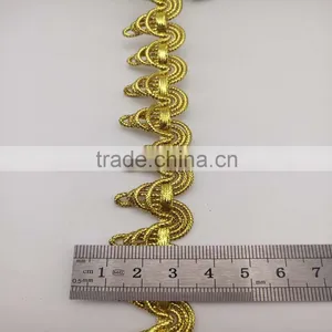 Braid Ribbon Upholstery Lamp Shade Antique Vintage Gold Metallic Lace Trims thumbnail-2