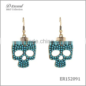 Wholesale Jewelry Fashion Designs Ladies/Women's Ethnic Bohemian Skull Green Beaded Earrings Dangle Earrings thumbnail-1