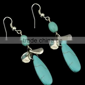 2016 New Design Boho Vintage Alloy Turquoise Long Earrings For Women thumbnail-2