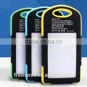 Manufacturer China,8000mAh Solar Power Bank Charger Solar Cell Phone Charger With Led Light thumbnail-1