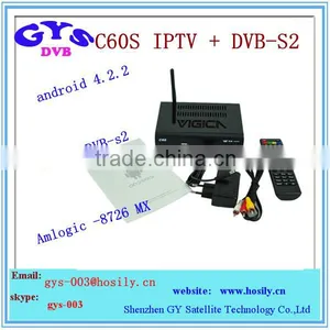 Iptv+dvb-s2 Amlogic 8726 Dual Core IPTV Box C60S With DVB-S 2 Function Hot Selling IPTV + DVB-S2 Smart Iptv Box thumbnail-1