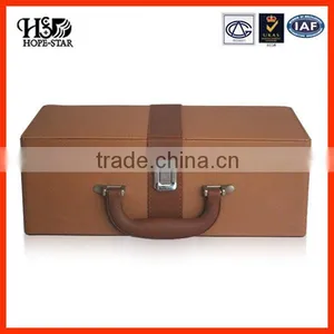 Customize Handmade PU Leather Wooden Box Wine Packaging Gift Box/Wine Bottle Carrier Case thumbnail-4
