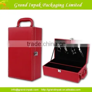 Faux Leather Gift Wine Glass Packaging Box With Handle thumbnail-1