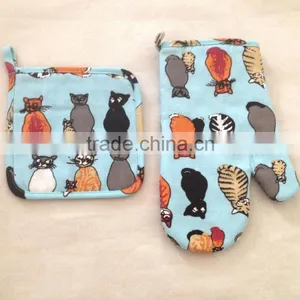 Silk Screen Printed Kitchen Textiles Kitchen Oven Mitten Pot Holder Set of 2 Pcs thumbnail-1