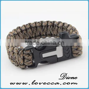3m Parachute Cord Fire Starter Whistle Sharpening Steel Paracord Bracelet 4in1 thumbnail-2