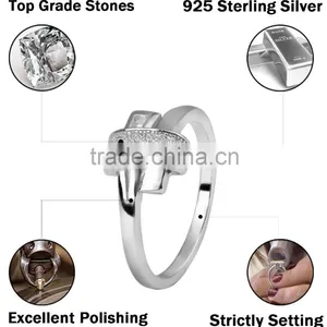 Hot Sale 925 Stering Silver Ring Zircon Design Lock Ring thumbnail-2