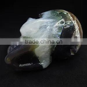 Hollowed Natural Hand Carving Amethyst Crystal Skull With Geode Good for Home Decoration or Gift to Friends thumbnail-6