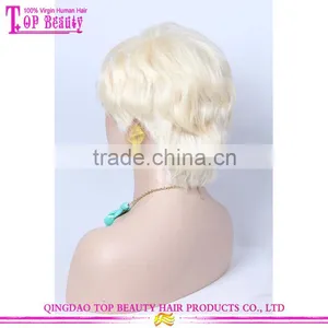 Fashion 8" Short Hair Cut Ombre 613 Blonde Brazilian Human Virgin Hair Bob Lace Wig thumbnail-4