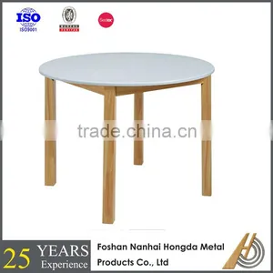 White Solid Wooden Round Dining Table thumbnail-1
